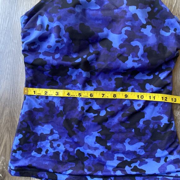 Athleta Maldives Bra Cup Tankini Sz 38 B/C Bottoms Sz S Blue Black Camo - Picture 13 of 16